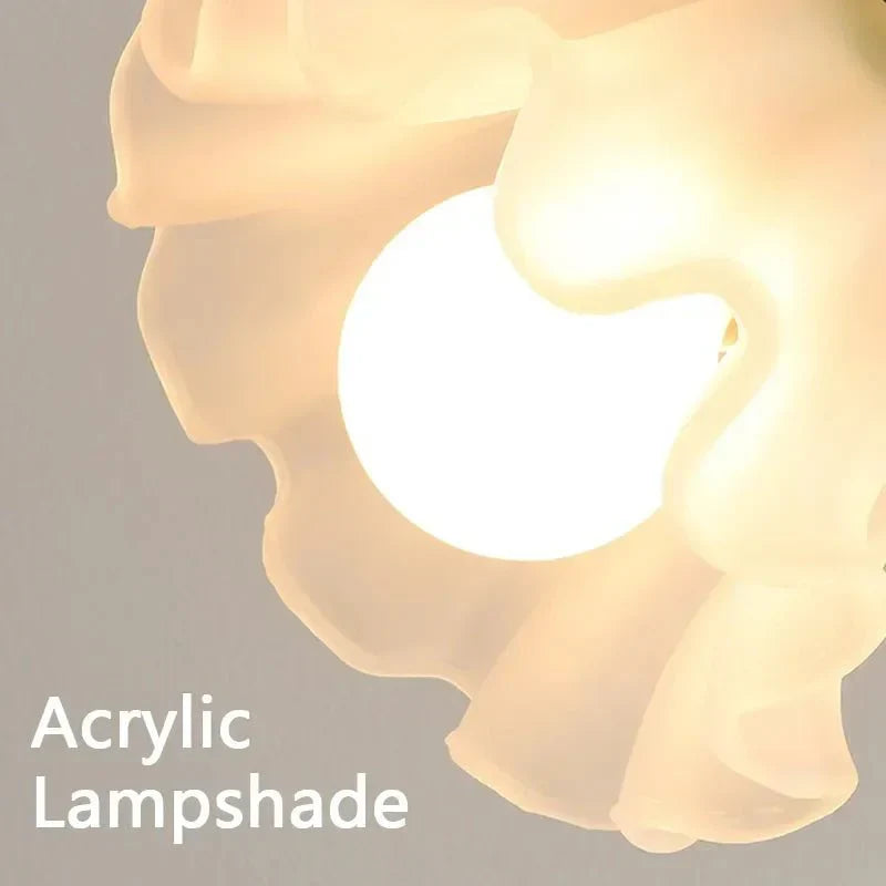 Vintage fransk stil blomma bordslampa med metallbas