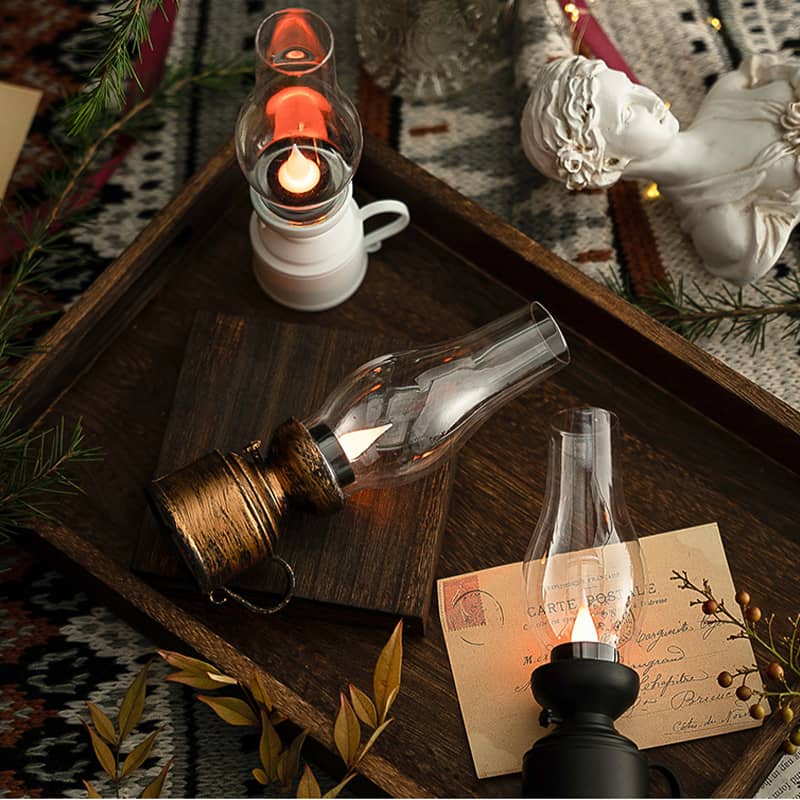 LED Bordslampa med Vintage Lykta Stil