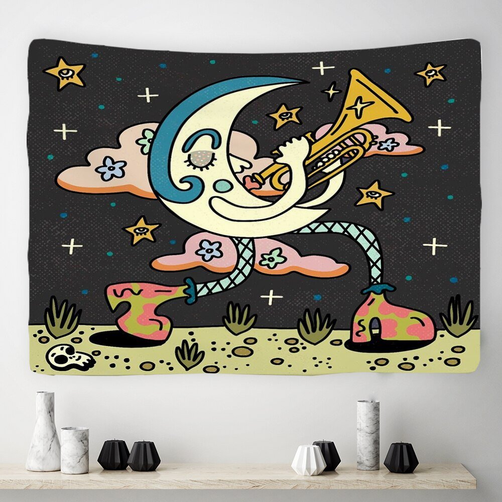 Vintage Psykedelisk Rock Hip Hop Tapestry 100% Polyester