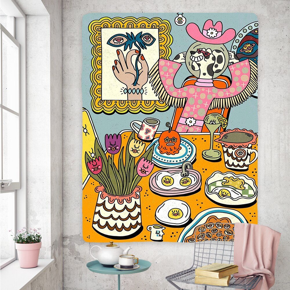 Vintage Psykedelisk Rock Hip Hop Tapestry 100% Polyester