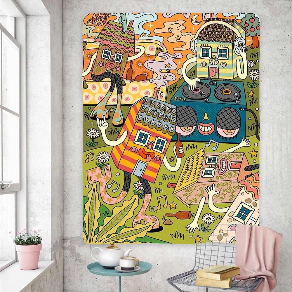 Vintage Psykedelisk Rock Hip Hop Tapestry 100% Polyester