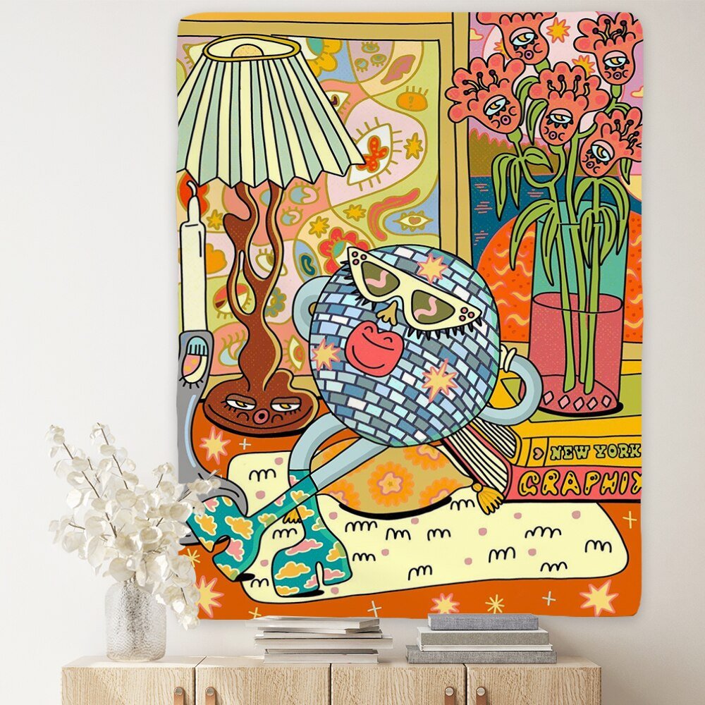 Vintage Psykedelisk Rock Hip Hop Tapestry 100% Polyester