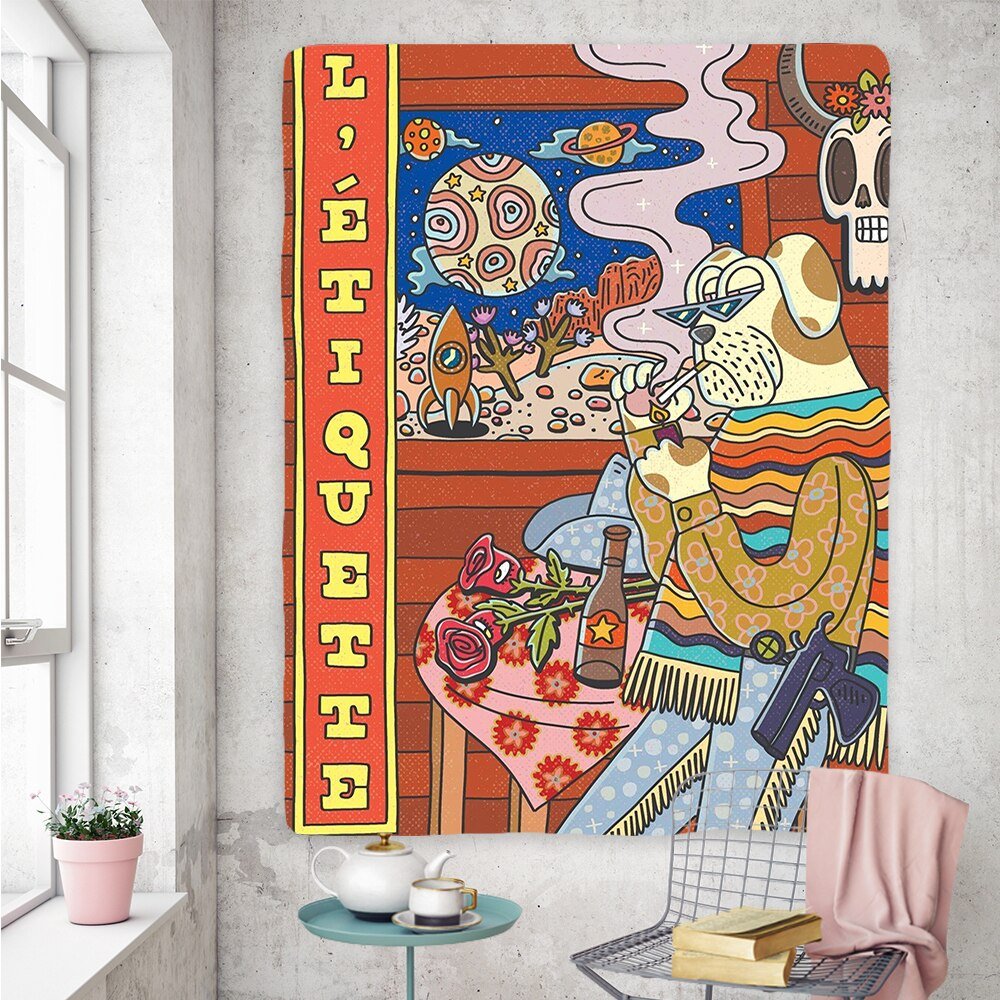 Vintage Psykedelisk Rock Hip Hop Tapestry 100% Polyester
