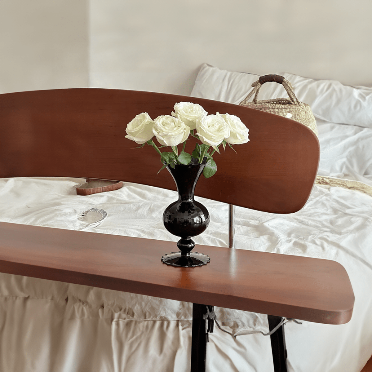 Vintage stil svart glasvas för heminredning 22x11cm