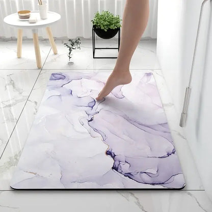 AquaArt Luxe Badmatta | Konstnärlig Design | Mjuk Absorberande Halkfri Mikrofiber | Tegel för Tegel