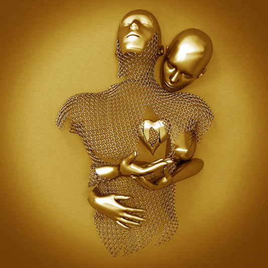 Kärleks-Canvas med Elegant Metallfigur i Modernt Design