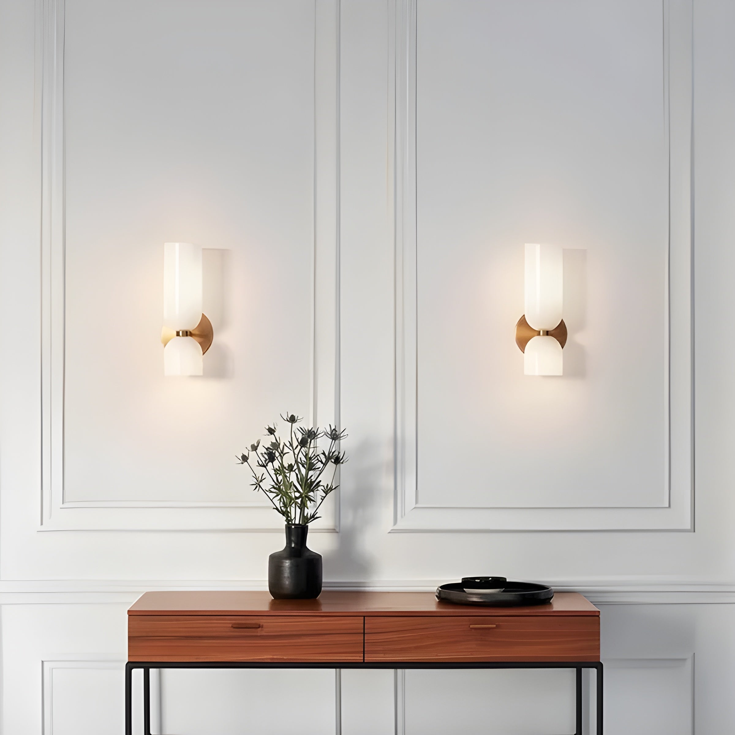 LED-vägglampa med dubbelt huvud – Nordisk design, varmt ljus för boende- och arbetsområden