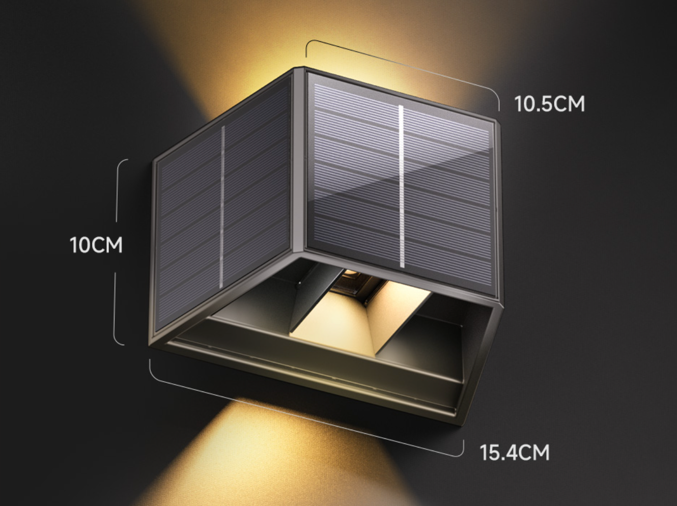 Carvallo Solar Vägglampa Utomhus | 3 Solarpaneler | Varmvit LED-belysning | IP65 Väderbeständig