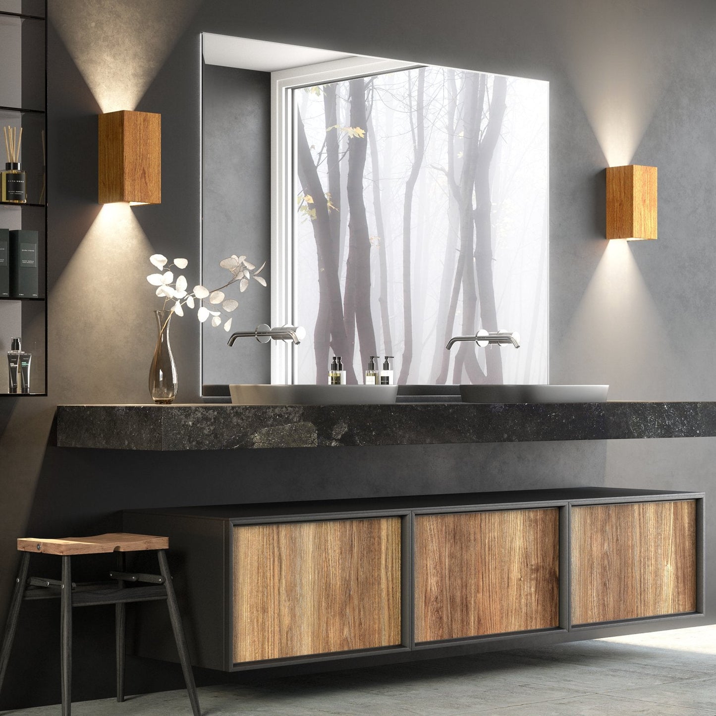 NordicGlow – Rustik Trä Vägglampa med LED Belysning för Vardagsrum och Sovrum