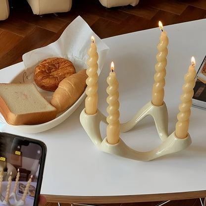 Vågig design keramik ljusstake dekoration hållare skulptur