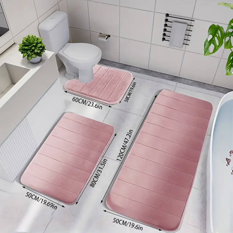 PureMat - Plysch vadderat badrumsmattset med halkfri baksida och elegant modern design