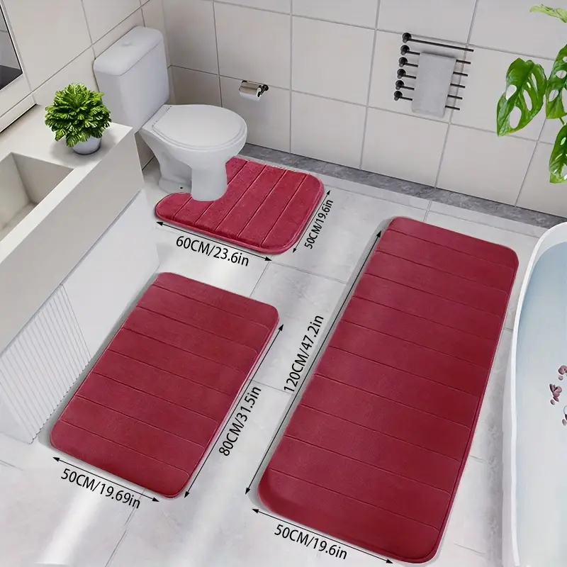 PureMat - Plysch vadderat badrumsmattset med halkfri baksida och elegant modern design