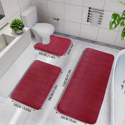 PureMat - Plysch vadderat badrumsmattset med halkfri baksida och elegant modern design