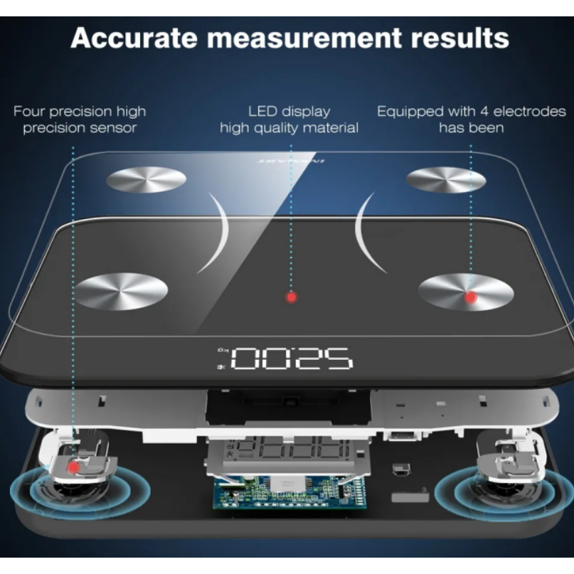Smart Body Analysis Scale – Mät vikt, muskelmassa, kroppsfettprocent och mer