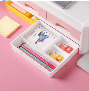 Carvallo skrivbord organiserare | Multifunktionell förvaringslåda | För kosmetik och kontorsmaterial | 3-facks system