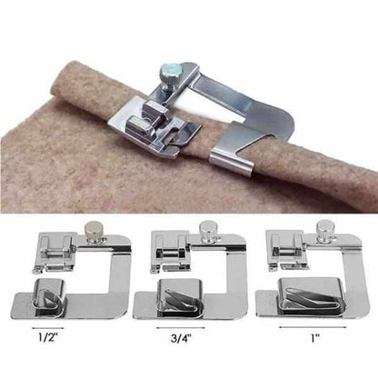 Set med syfot för bred rullkant – 3-delat syfot-set för professionella fållar på hushållsymaskiner