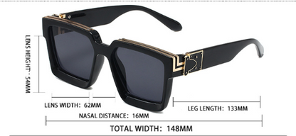 Svarta Fyrkantiga UV-skyddande Solglasögon