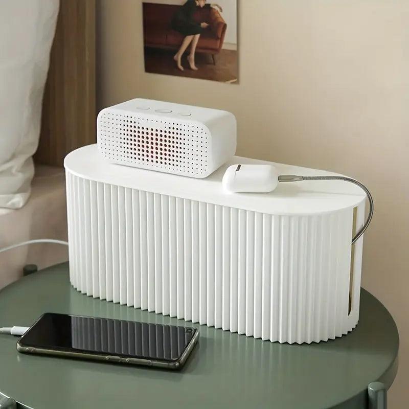 Carvallo Kabelbox Skrivbord Organizer | Kabelhantering & Förvaring | Vit | 30x11x13 cm