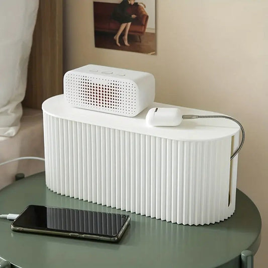 Carvallo Kabelbox Skrivbord Organizer | Kabelhantering & Förvaring | Vit | 30x11x13 cm