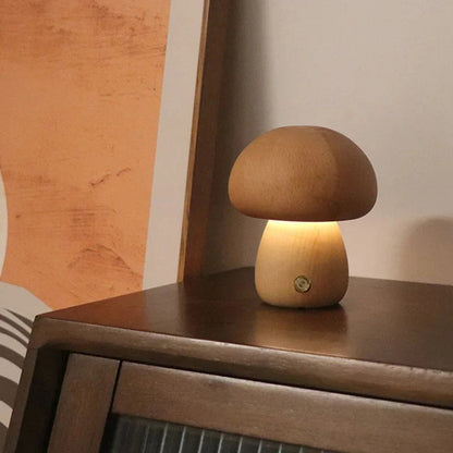 LED Svamp Nattlampa med Touch Switch – Justerbar Trä Sänglampа