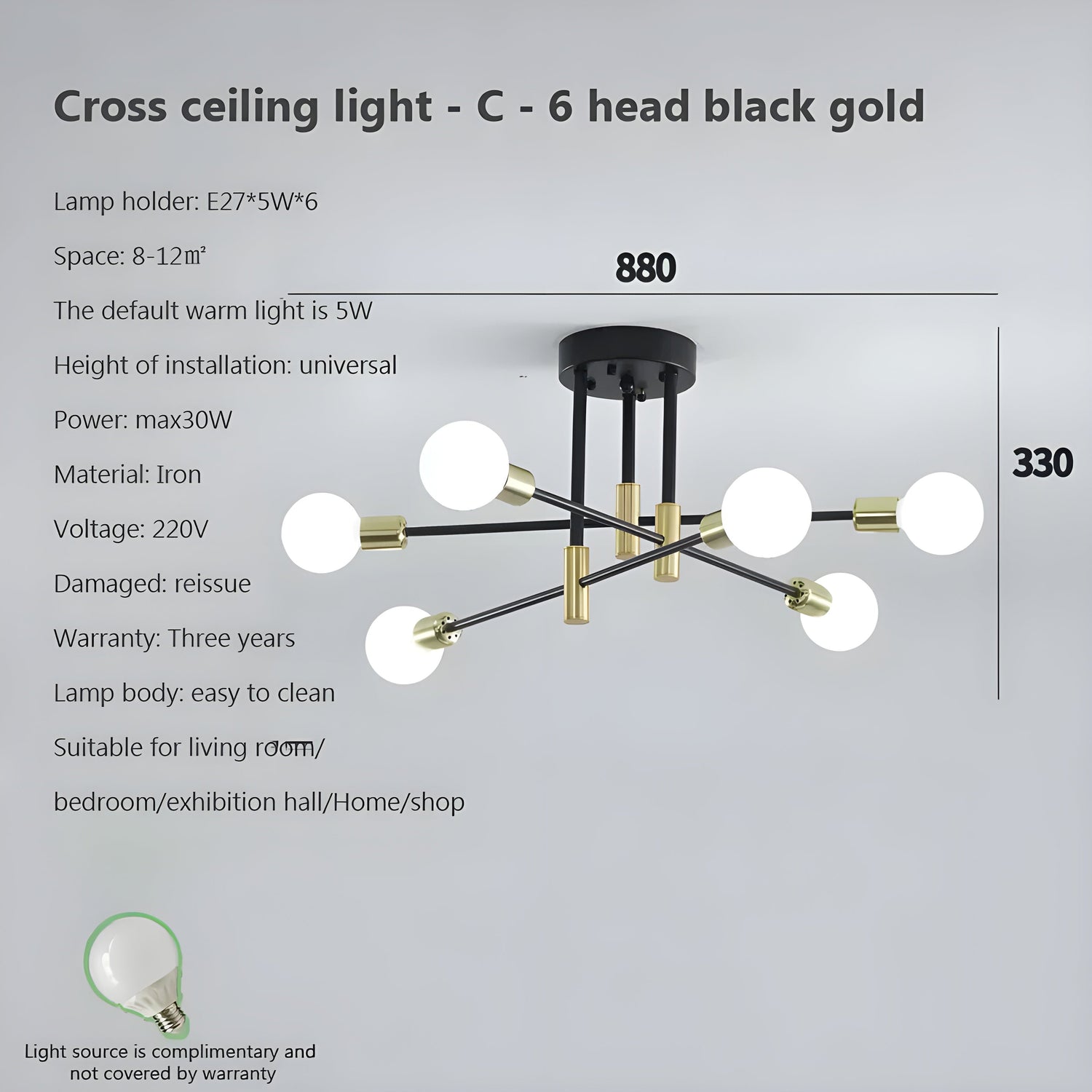 Kreativ LED Hängande Lampa – Vintage Antik Guld Kandelaber för Vardagsrum &amp; Matrum