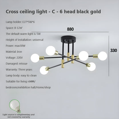 Kreativ LED Hängande Lampa – Vintage Antik Guld Kandelaber för Vardagsrum &amp; Matrum