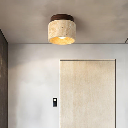 LumiStone - Wabi Sabi Gul Marmorerad Japansk Taklampa