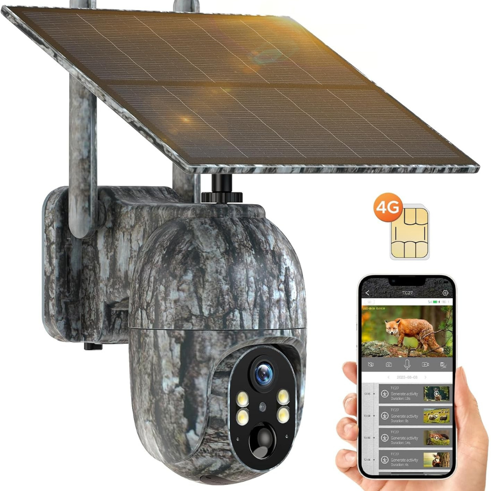 Säkerhetskamera Utomhus Solenergi Trådlös 4G HD