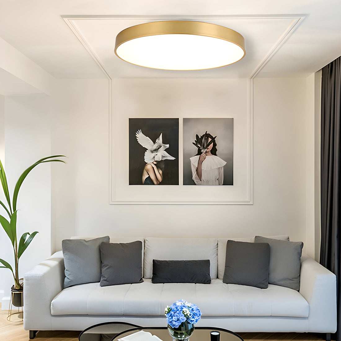 Ytmonterad ultratunn guld LED taklampa