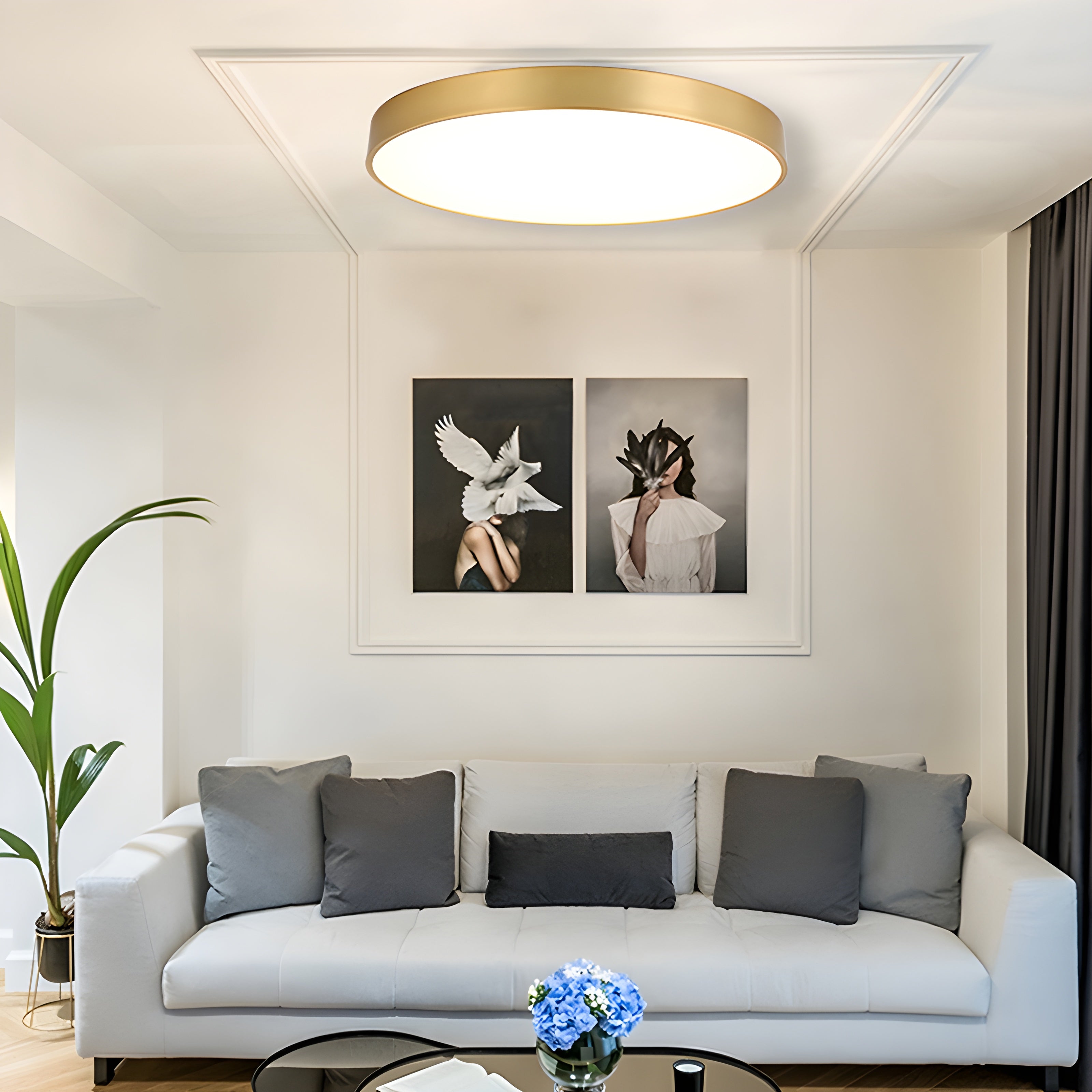 Ytmonterad ultratunn guld LED taklampa