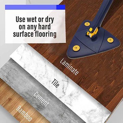 Teleskopisk Triangulär Golvmopp – 360° Roterande Mop för Fuktig och Torr Rengöring