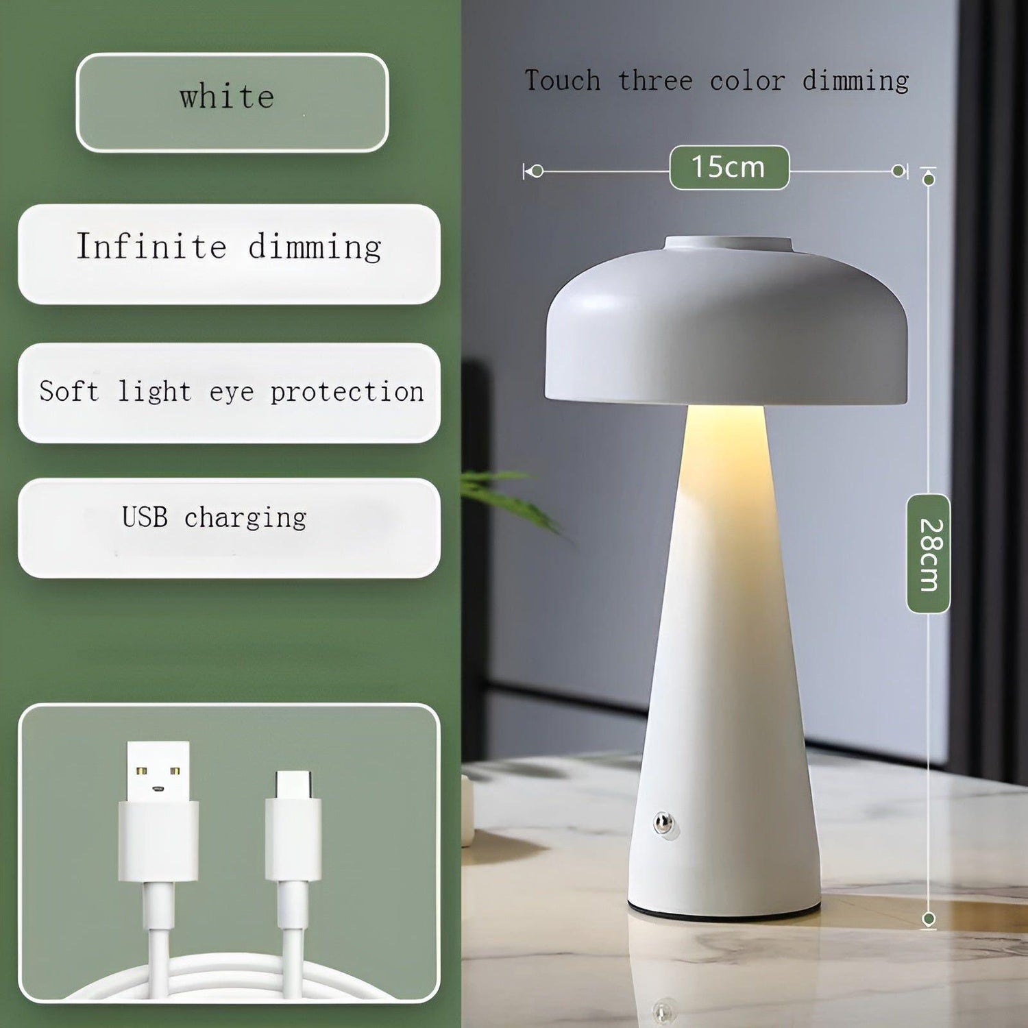 Trådlampa LED-bordslampa – Modern uppladdningsbar och trådlös | Enkel nordisk design