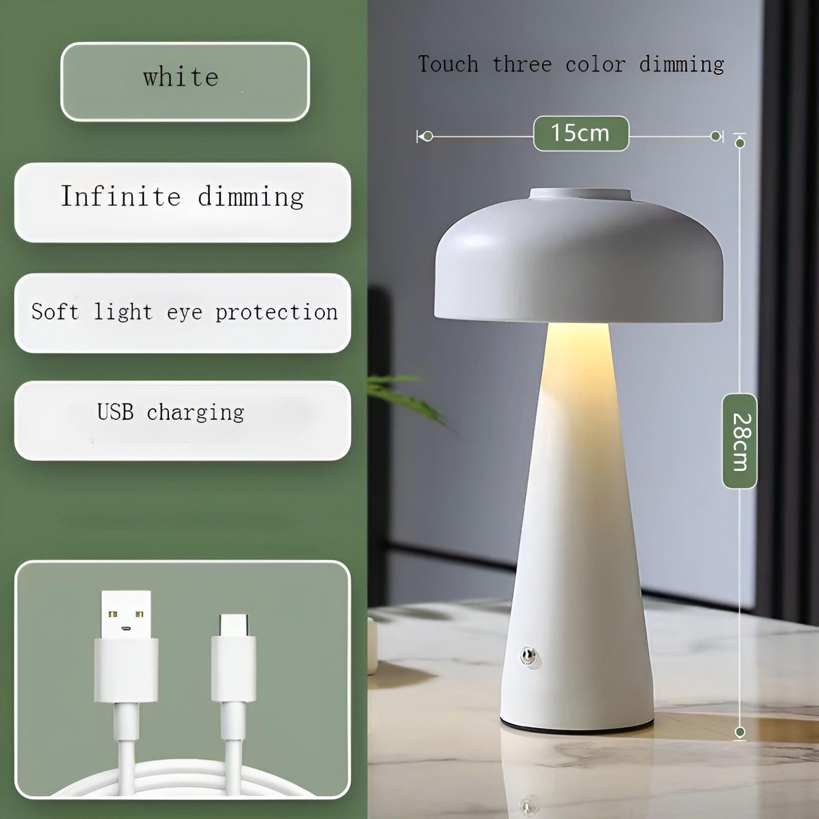 Trådlampa LED-bordslampa – Modern uppladdningsbar och trådlös | Enkel nordisk design