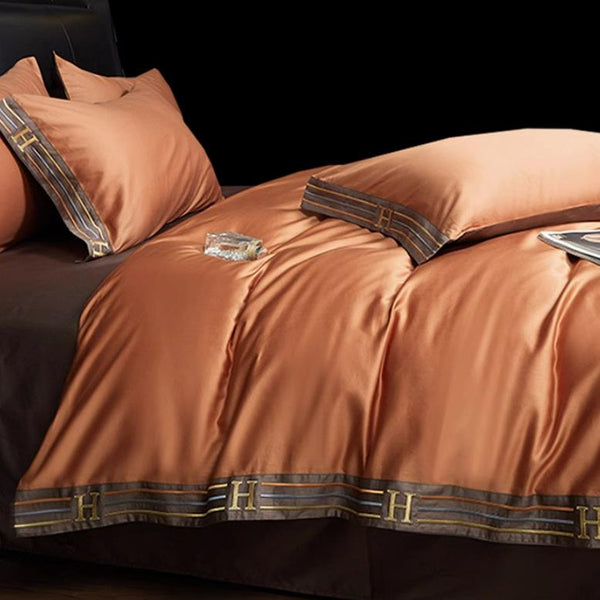 Deluxe Satinbomull Broderad Sängklädesats - 4-delad - LB7
